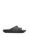 Givenchy Black Sandals With Wide Band And Contrasting Logo Patch In Rubber Man In Black