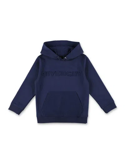 Givenchy Kids' Fleece Hoodie Logo In Blue