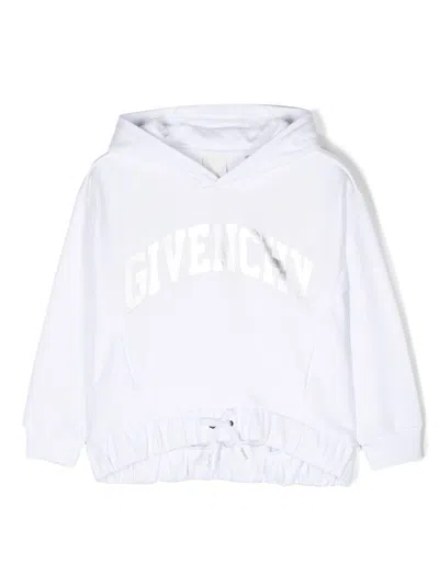Givenchy Kids' Flocked-logo Cotton Hoodie In White