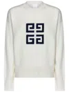 Givenchy White Crewneck Sweater With 4g Logo On The Front In Cashmere Woman In White