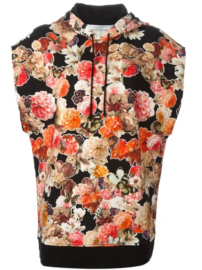 Givenchy Floral Hooded Top In Black