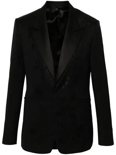 Givenchy Floral-jacquard Single-breasted Blazer In Black