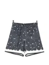 Givenchy Mens Dark Navy Roses Drawstring Silk Shorts In Blue