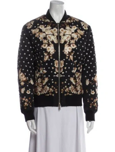 Pre-owned Givenchy Floral Print Bomber Jacket In Black