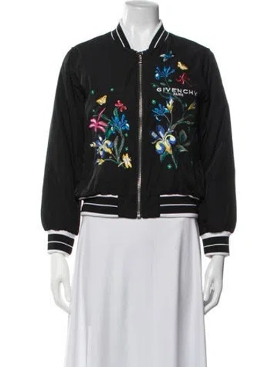 Pre-owned Givenchy Floral Print Bomber Jacket In Black