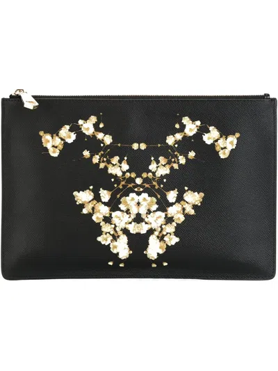 Givenchy Floral Print Clutch In Black