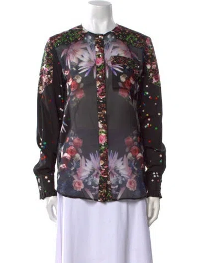 Pre-owned Givenchy Floral Print Crew Neck Blouse In Multi