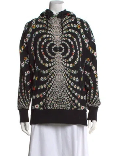 Pre-owned Givenchy Floral Print Crew Neck Hoodie In Black