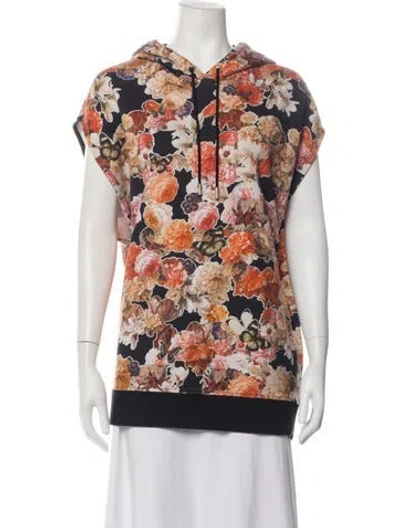 Pre-owned Givenchy Floral Print Crew Neck Hoodie In Black