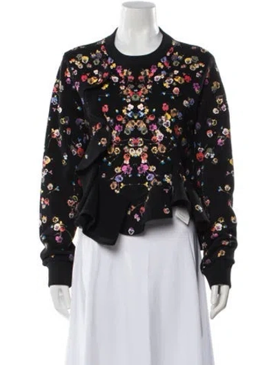 Pre-owned Givenchy Floral Print Crew Neck Sweater In Black