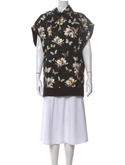 Pre-owned Givenchy Floral Print Crew Neck Sweater In Black