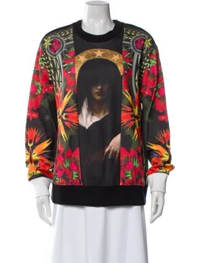 Pre-owned Givenchy Floral Print Crew Neck Sweatshirt In Black