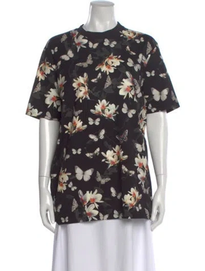Pre-owned Givenchy Floral Print Crew Neck Top In Black