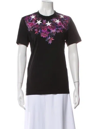Pre-owned Givenchy Floral Print Crew Neck T-shirt In Black