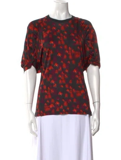 Pre-owned Givenchy Floral Print Crew Neck T-shirt In Red
