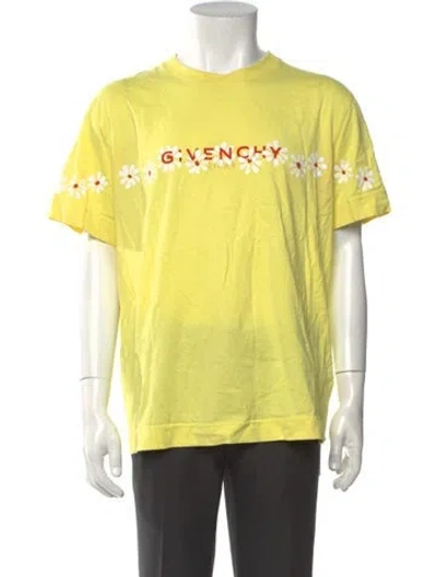 Pre-owned Givenchy Floral Print Crew Neck T-shirt In Yellow