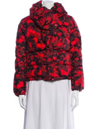 Pre-owned Givenchy Floral Print Down Jacket In Red