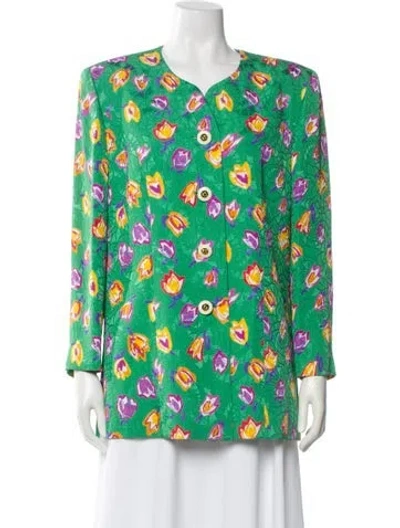 Pre-owned Givenchy Floral Print Evening Jacket In Green