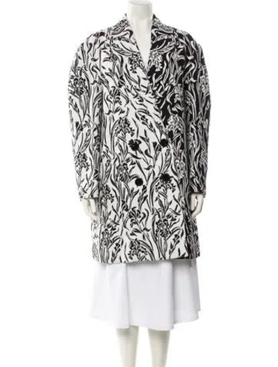 Pre-owned Givenchy Floral Print Faux Fur Coat In Black