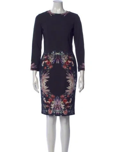 Pre-owned Givenchy Floral Print Knee-length Dress In Black