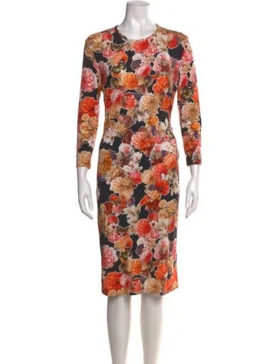 Pre-owned Givenchy Floral Print Knee-length Dress In Black