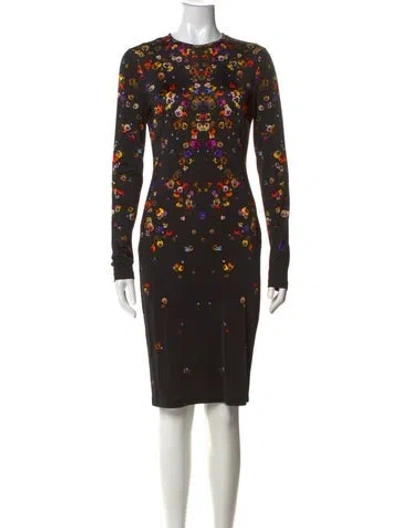 Pre-owned Givenchy Floral Print Knee-length Dress In Black