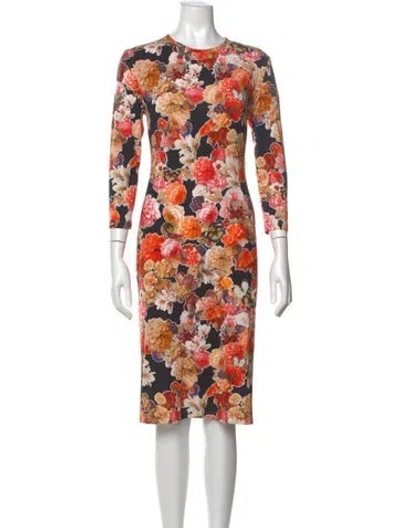 Pre-owned Givenchy Floral Print Knee-length Dress In Black
