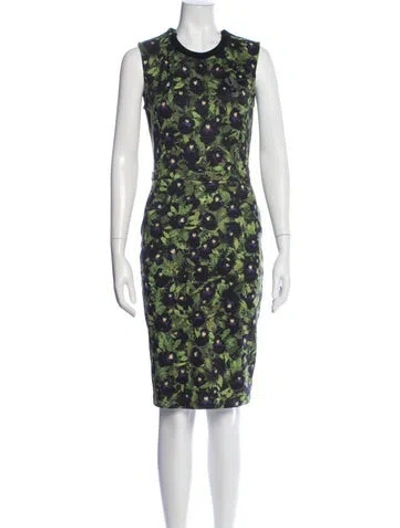 Pre-owned Givenchy Floral Print Knee-length Dress In Green