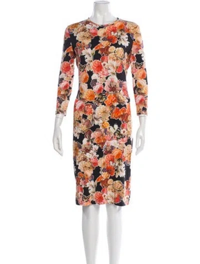 Pre-owned Givenchy Floral Print Knee-length Dress In Orange