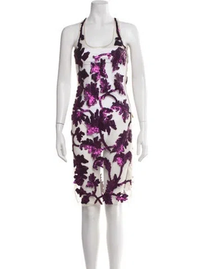 Pre-owned Givenchy Floral Print Knee-length Dress In Purple