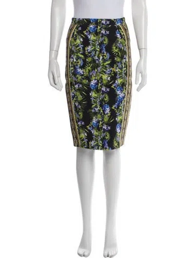 Pre-owned Givenchy Floral Print Knee-length Skirt In Black