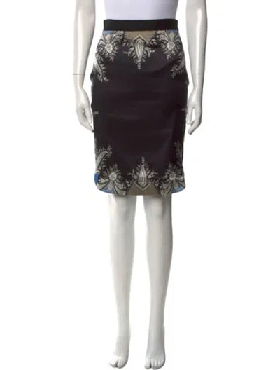 Pre-owned Givenchy Floral Print Knee-length Skirt In Black