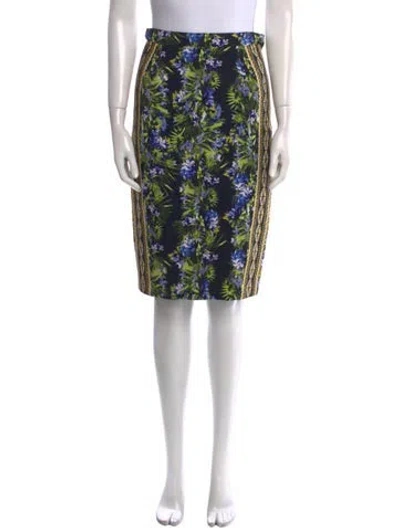 Pre-owned Givenchy Floral Print Knee-length Skirt In Black