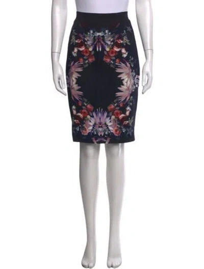 Pre-owned Givenchy Floral Print Knee-length Skirt In Black
