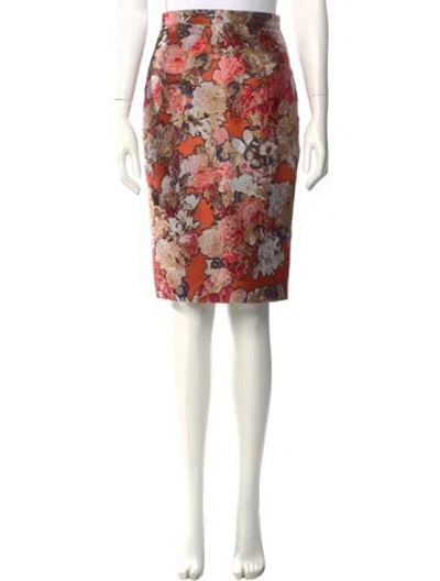 Pre-owned Givenchy Floral Print Knee-length Skirt In Orange
