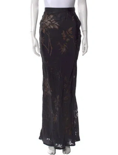 Pre-owned Givenchy Floral Print Long Skirt In Black
