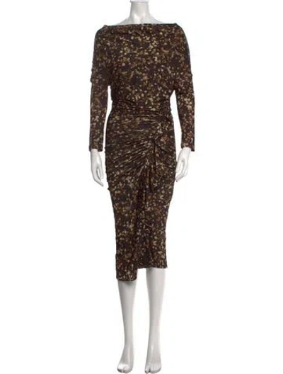 Pre-owned Givenchy Floral Print Midi Length Dress In Black/brown/red
