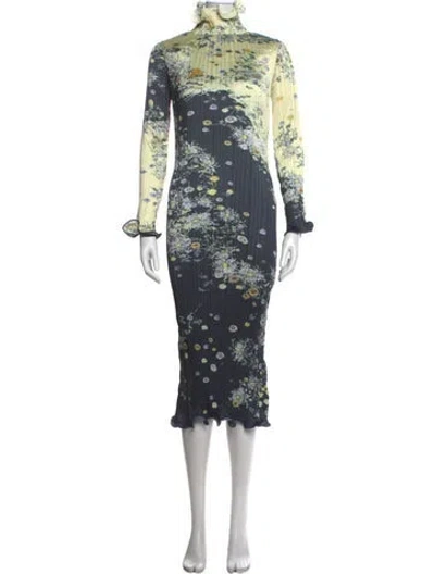 Pre-owned Givenchy Floral Print Midi Length Dress In Blue/green