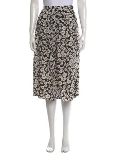 Pre-owned Givenchy Floral Print Midi Length Skirt In Black
