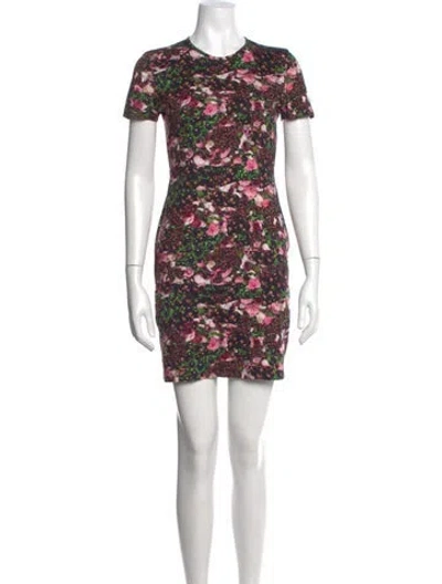 Pre-owned Givenchy Floral Print Mini Dress In Black/neutrals
