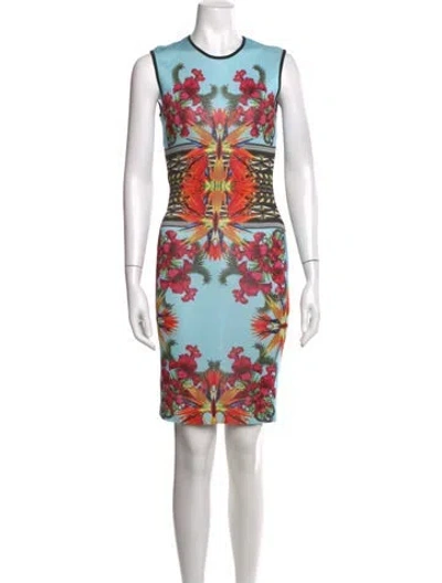 Pre-owned Givenchy Floral Print Mini Dress In Blue