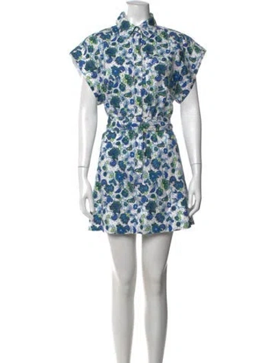 Pre-owned Givenchy Floral Print Mini Dress In Blue