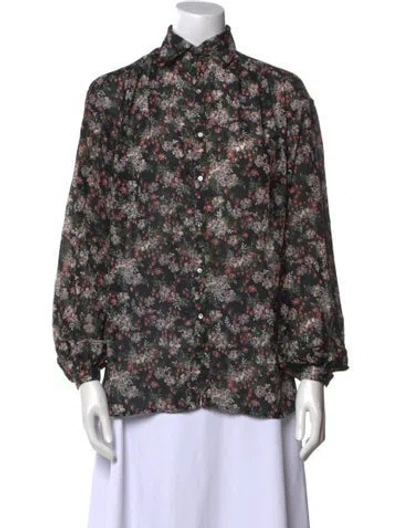 Pre-owned Givenchy Floral Print Mock Neck Blouse In Multi