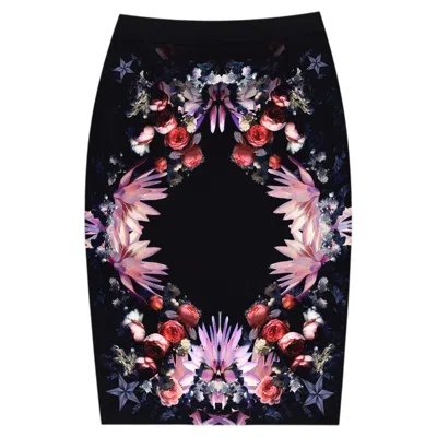 Pre-owned Givenchy Floral Print Pencil Skirt In Black