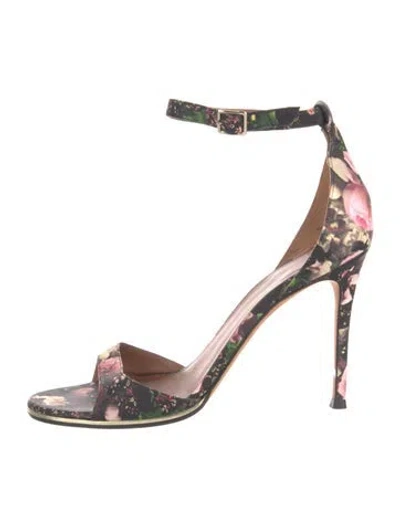 Pre-owned Givenchy Floral Print Sandals In Black