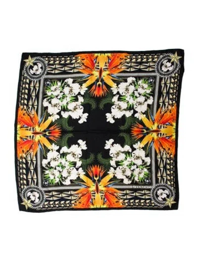 Pre-owned Givenchy Floral Print Scarf In Black