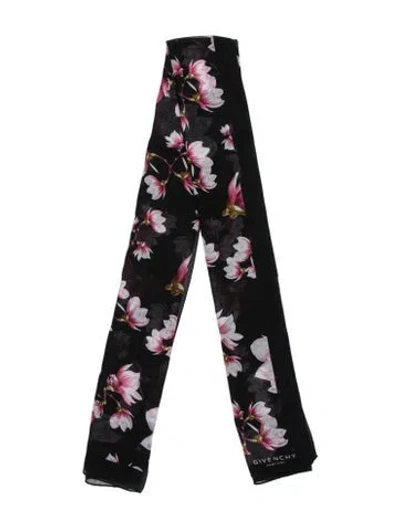 Pre-owned Givenchy Floral Print Scarf In Black