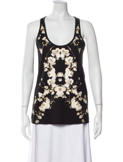 Pre-owned Givenchy Floral Print Scoop Neck Top In Black