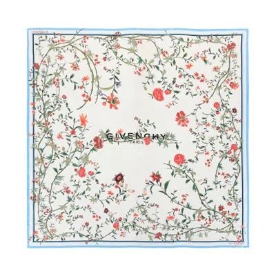 Pre-owned Givenchy Floral Print Silk Square Scarf 'light Blue' | Women's Size Onesize