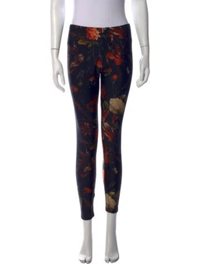 Pre-owned Givenchy Floral Print Skinny Leg Pants In Blue